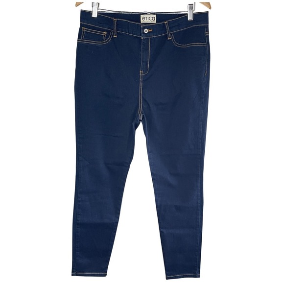 NWT‎ ETICA Dark Blue Wash High Rise Skinny Jeans, 32/33 - Picture 1 of 7